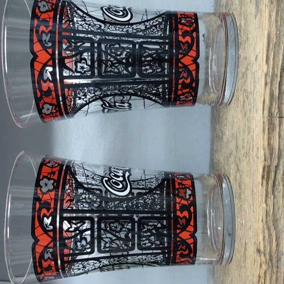 Vintage Coca Cola Tiffany Style Flare Top Glasses Set - Picture 5 of 5